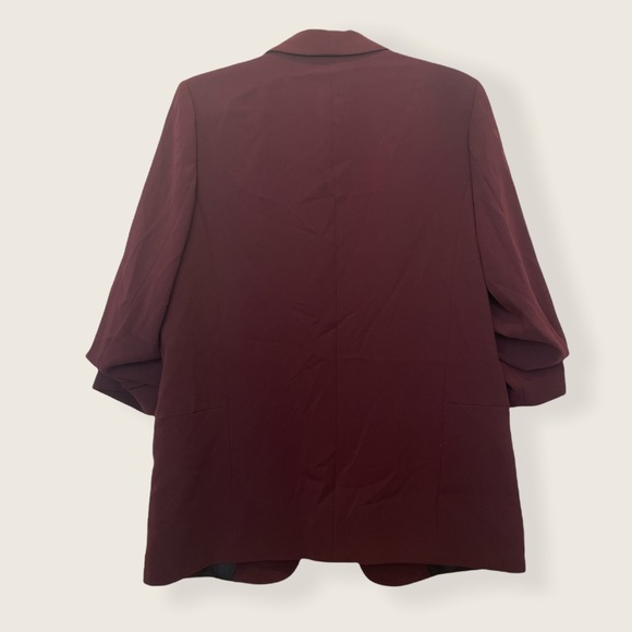 NWT Zara Burgundy Wine Crepe Oversized Boyfriend Blazer - Picture 10 of 12
